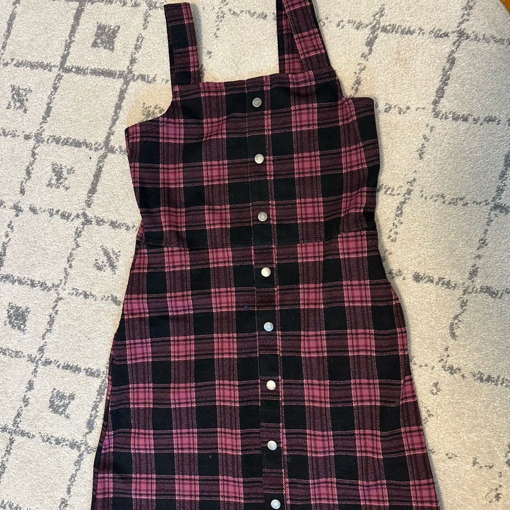 abercrombie kids Pink and Black Plaid Pinafore
